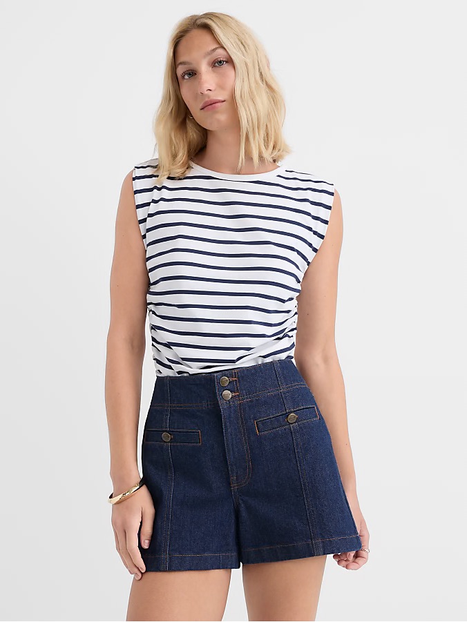 Loft White And Navy Striped Sleeveless Tank